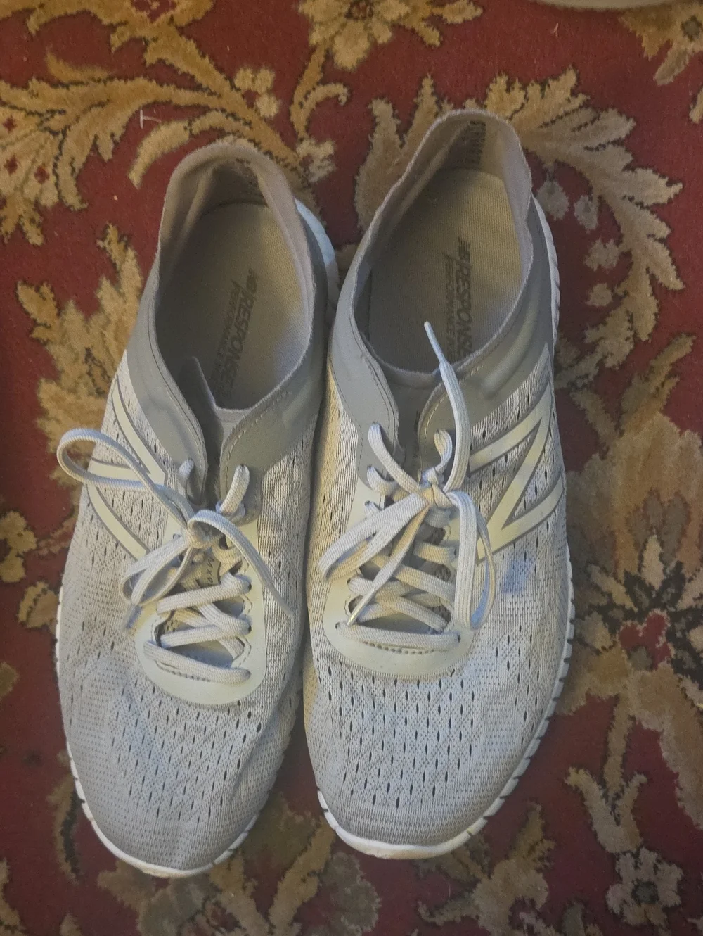 New Balance Light Gray Knit Athletic Sneakers